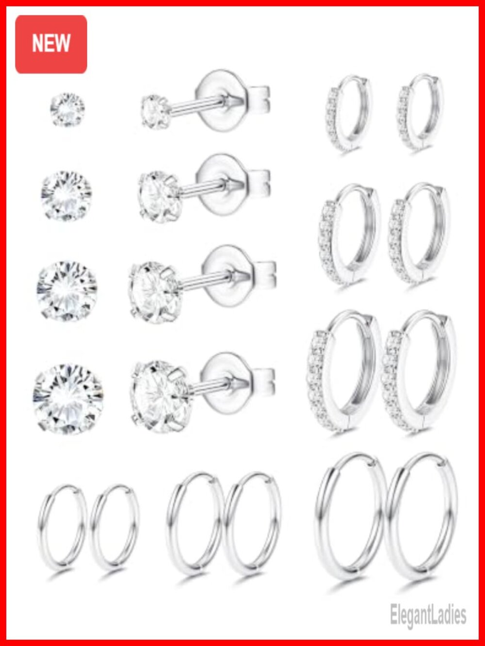 Hypoallergenic Surgical Steel Stud & Hoop Earrings Set for Sensitive Ears